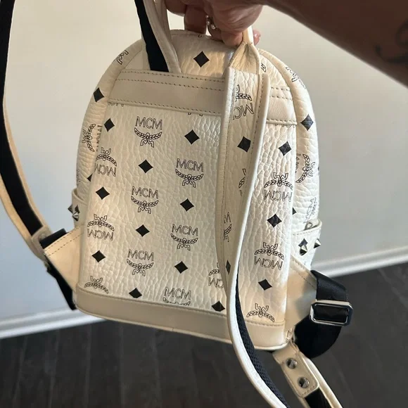 MCM White and Pink Studded Backpack - Picture 7 of 16